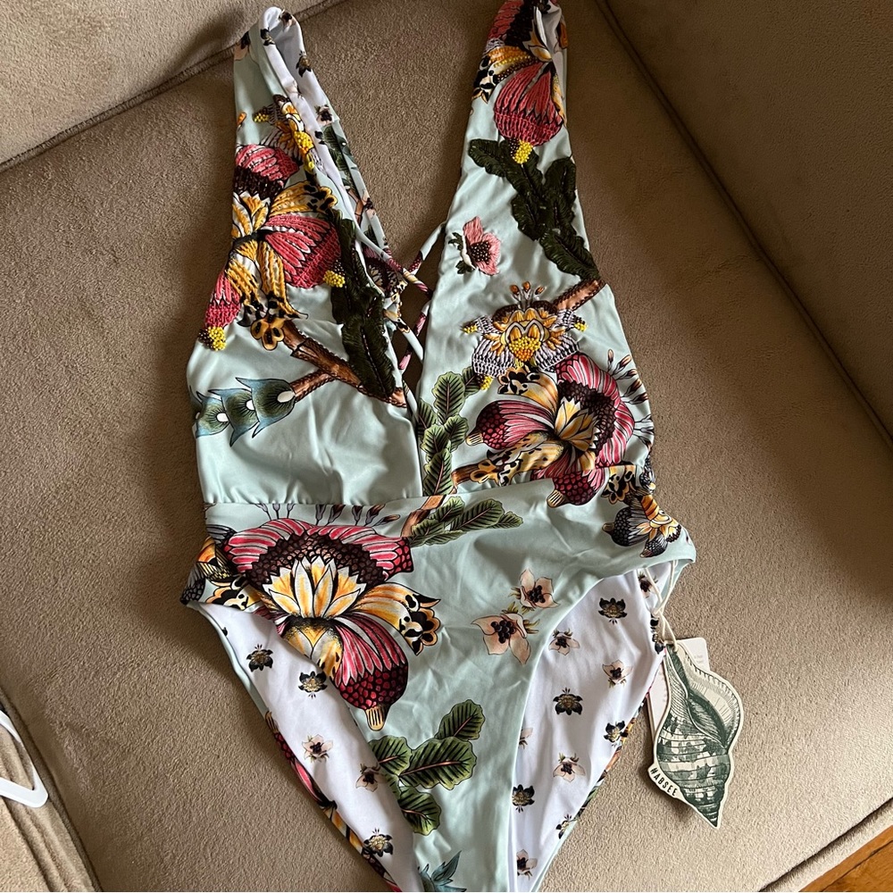 NWT Agua Bendita Becca varenna powder blue one piece swimsuit size S CL